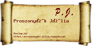 Proszonyák Júlia névjegykártya